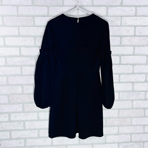 Tibi Bishop Long Sleeve Fit and Flare Dress in Black Size 0 - Picture 4 of 10